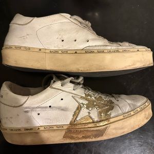 GOLDEN GOOSE HI STAR WHITE WITH GOLD LEAF 38